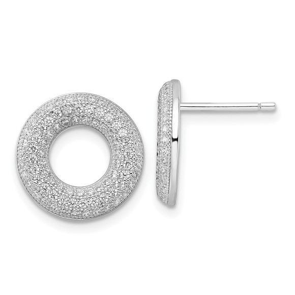 Sterling Silver & CZ Brilliant Embers Circle Post Earrings - Picture 1 of 4